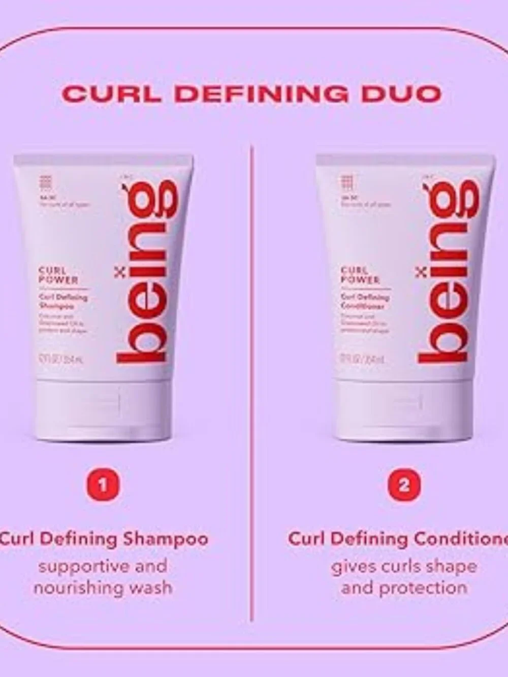 BEING Full Size 12oz Curl Power Shampoo & Conditioner Set for 3A - 3C Hair